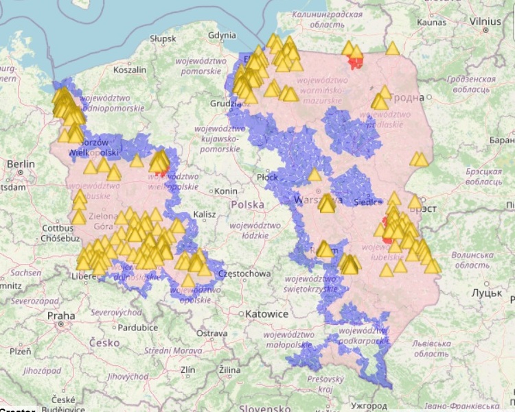 Aktualny zasięg ASF w Polsce oraz potwierdzone przypadki chorych dzików 